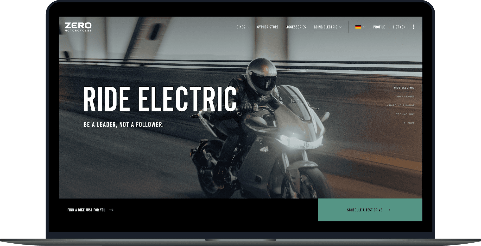 Ride Electric homepage